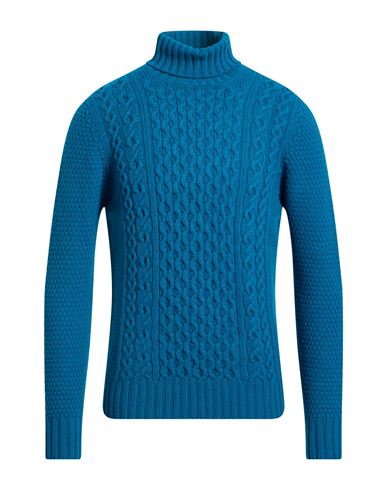 Drumohr Man Turtleneck Turquoise Size 38 Lambswool In Blue