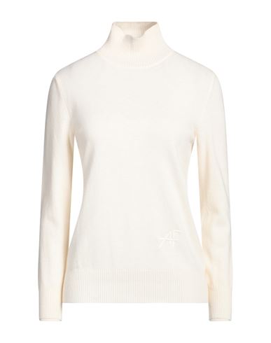 Shop Alberta Ferretti Woman Turtleneck Cream Size 8 Virgin Wool, Cashmere In White