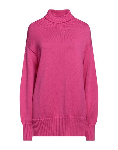 Drumohr Woman Turtleneck Fuchsia Size M Merino Wool In Pink