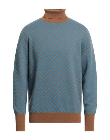 Drumohr Man Turtleneck Azure Size 42 Cashmere In Blue