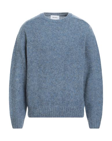 Shop Harmony Paris Man Sweater Azure Size L Virgin Wool In Blue