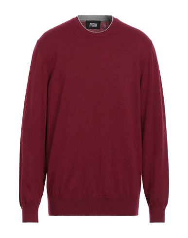 Shop Alpha Studio Man Sweater Garnet Size 46 Geelong Wool In Red