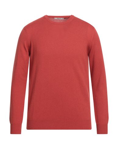 Shop Kangra Man Sweater Rust Size 40 Merino Wool, Silk, Cashmere In Red