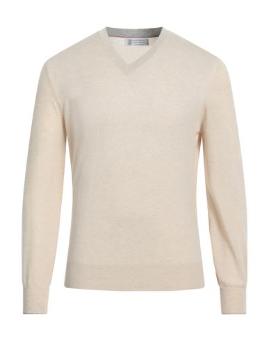 Brunello Cucinelli Man Sweater Beige Size 36 Cashmere In White