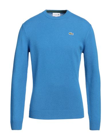 Shop Lacoste Man Sweater Azure Size 4 Wool In Blue