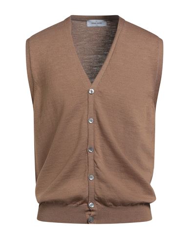 Gran Sasso Man Cardigan Camel Size 44 Virgin Wool In Brown