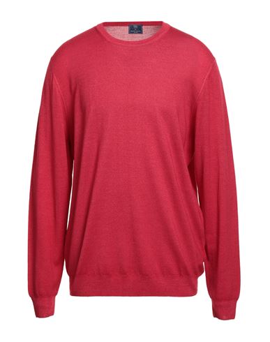 Fedeli Man Sweater Red Size 48 Merino Wool In Red