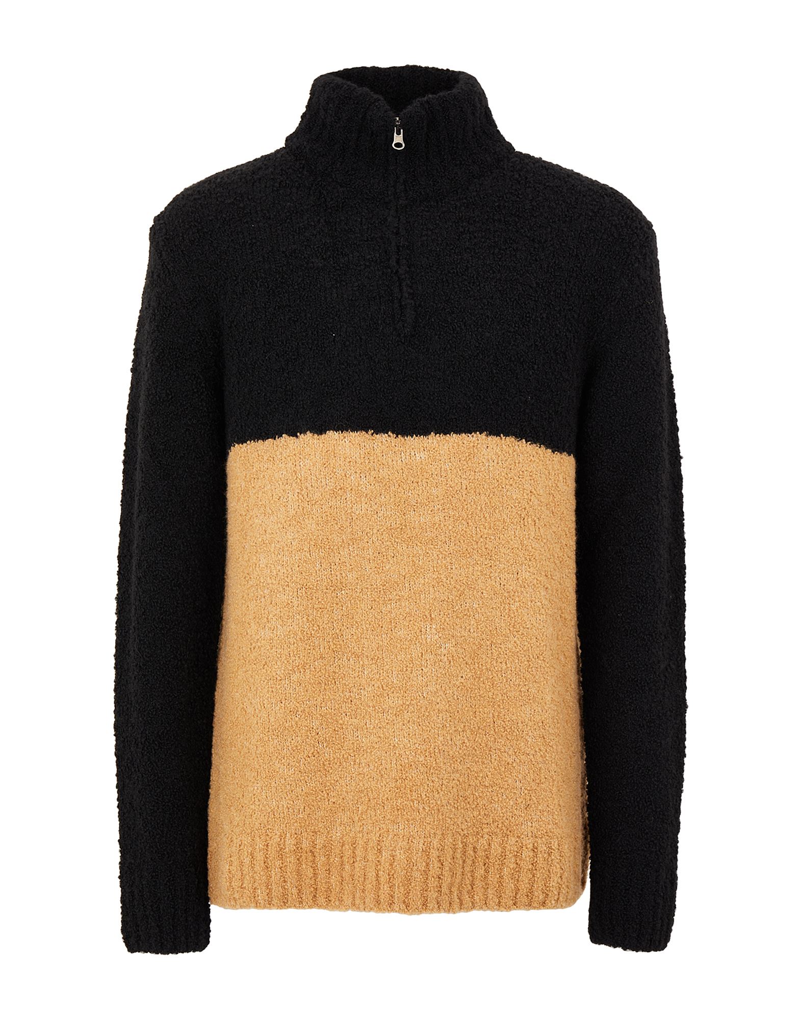 《セール開催中》8 by YOOX メンズ タートルネック キャメル S アクリル 61% / ウール 21% / ポリエステル 18% TWO TONE HALF ZIP JUMPER