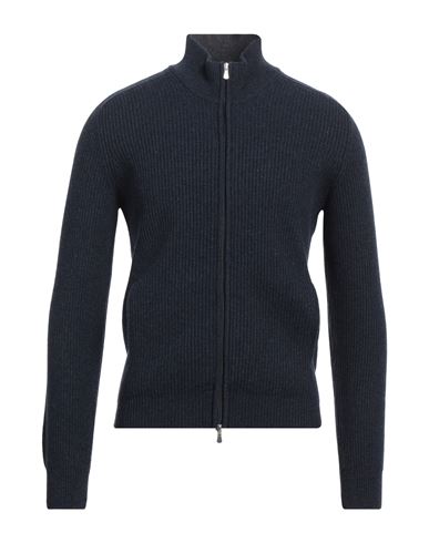 Gran Sasso Man Cardigan Navy Size 44 Virgin Wool, Cashmere, Viscose In Navy