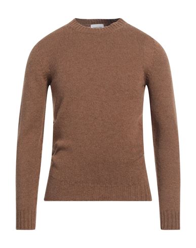 Scaglione Man Sweater Camel Size S Merino Wool In Beige