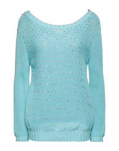 Vdp Collection Woman Sweater Azure Size 6 Cotton In Blue