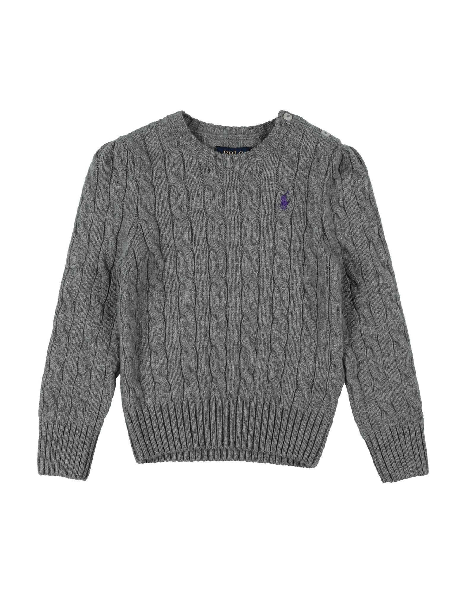 ＜YOOX＞ ★20%OFF！RALPH LAUREN ガールズ 3-8 歳 プルオーバー グレー 3 ウール 90% / カシミヤ 10% Cable-Knit Wool-Cashmere Sweater