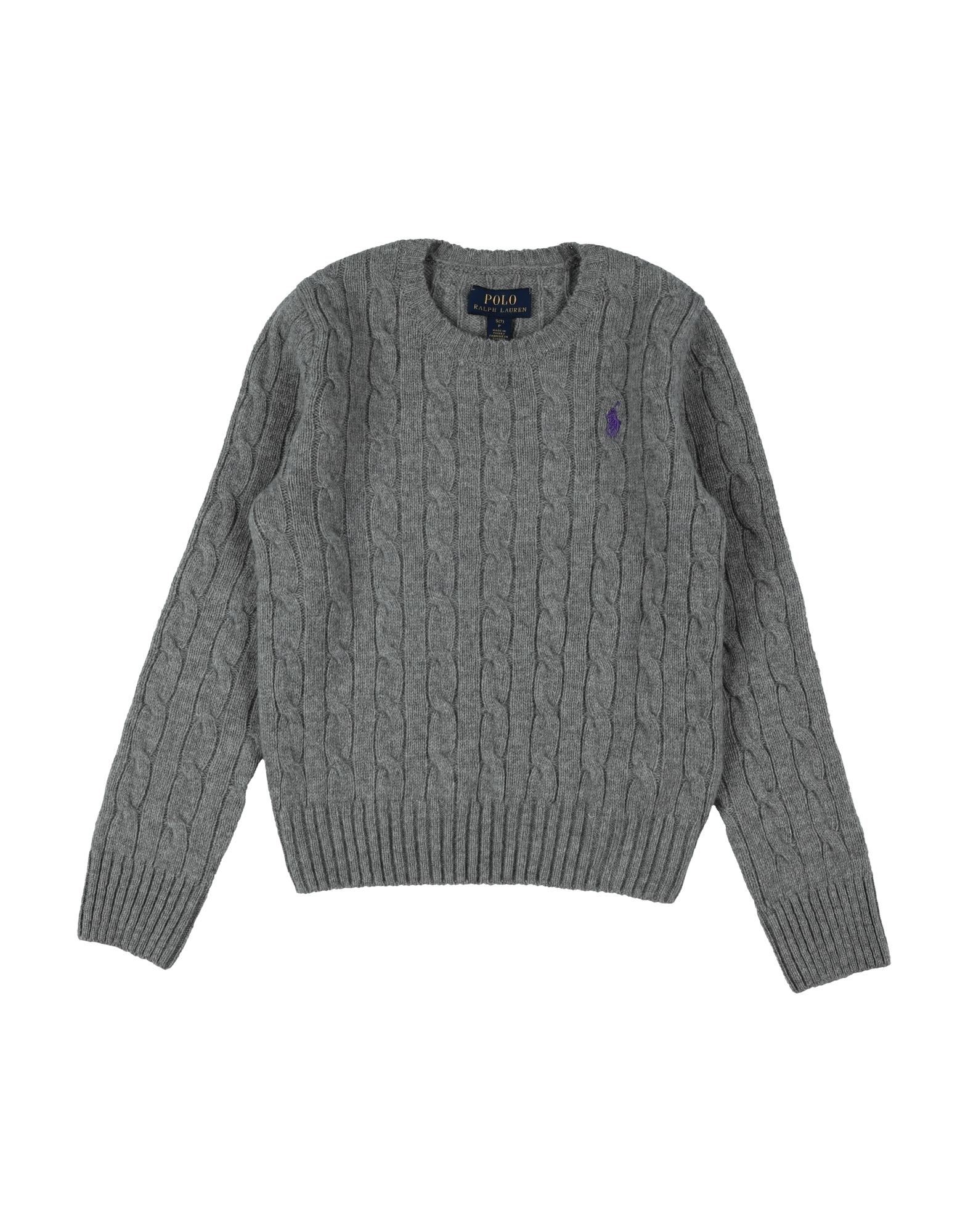 ＜YOOX＞ RALPH LAUREN ガールズ 9-16 歳 プルオーバー グレー 12 ウール 90% / カシミヤ 10% Cable-Knit Wool-Cashmere Sweater