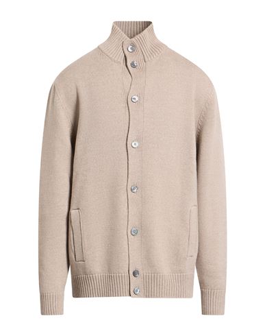 Gran Sasso Man Cardigan Taupe Size 48 Virgin Wool In Gray