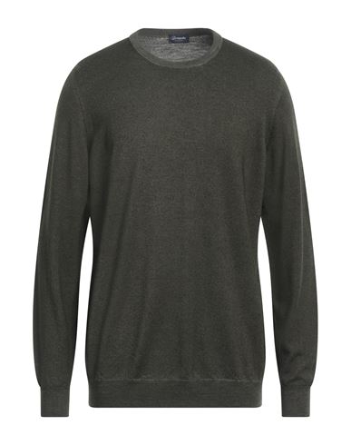 Shop Drumohr Man Sweater Dark Green Size 44 Merino Wool
