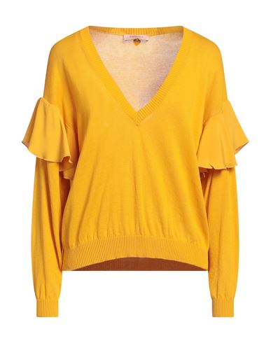 Twinset Woman Sweater Ocher Size S Cotton, Acetate, Silk In Yellow