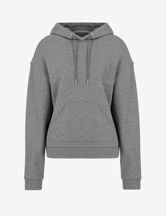Armani Exchange Felpa Con Cappuccio Grigio Cotone