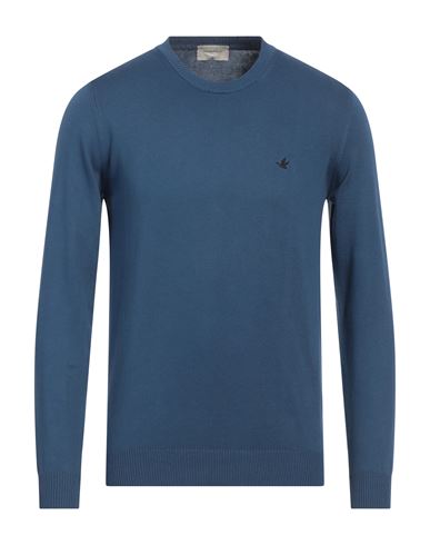 Brooksfield Man Sweater Slate Blue Size 42 Cotton In Green
