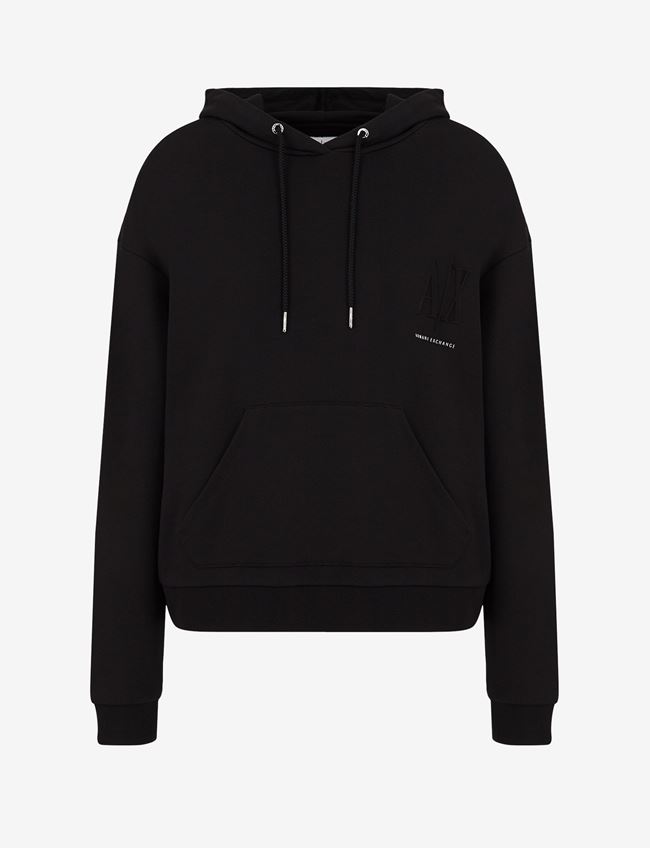 Armani Exchange Felpa Con Cappuccio Nero Cotone