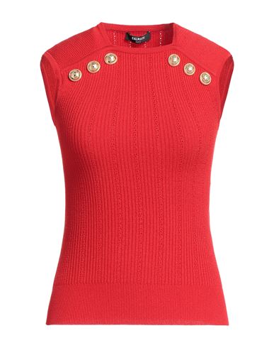 Balmain Woman Sweater Red Size 4 Viscose, Polyester