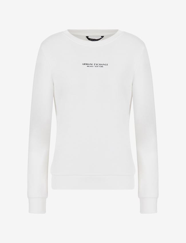 Armani Exchange Felpa Bianco Cotone, Poliestere