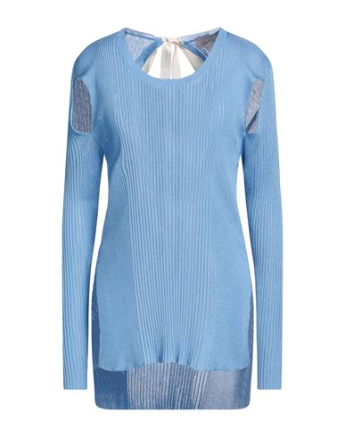Nocold Woman Sweater Light Blue Size L Viscose, Polyester, Metallic Fiber