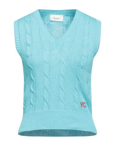 Vicolo Woman Sweater Turquoise Size Onesize Cotton, Acrylic In Blue