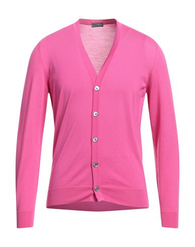 Drumohr Man Cardigan Fuchsia Size 44 Super 140s Wool In Pink