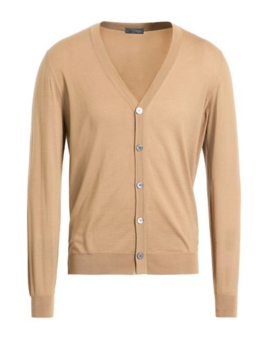 Drumohr Man Cardigan Camel Size 46 Super 140s Wool In Neutral