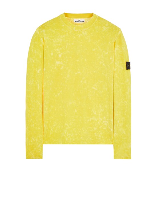  STONE ISLAND 555D9 PURE COTTON KNIT + OFF-DYE OVD TREATMENT_GARMENT DYED Tricot Homme Jaune