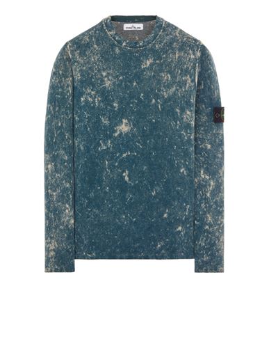 STONE ISLAND 555D9 PURE COTTON KNIT + OFF-DYE OVD TREATMENT_GARMENT DYED  Sweater Man Pastel Blue EUR 310