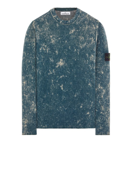  STONE ISLAND 555D9 PURE COTTON KNIT + OFF-DYE OVD TREATMENT_GARMENT DYED  Sweater Man Pastel Blue