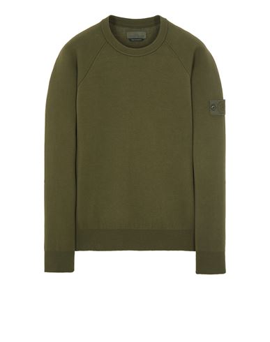STONE ISLAND 545FA SOFT COTTON DOUBLE FACE CONSTRUCTION Sweater Man Military Green EUR 303