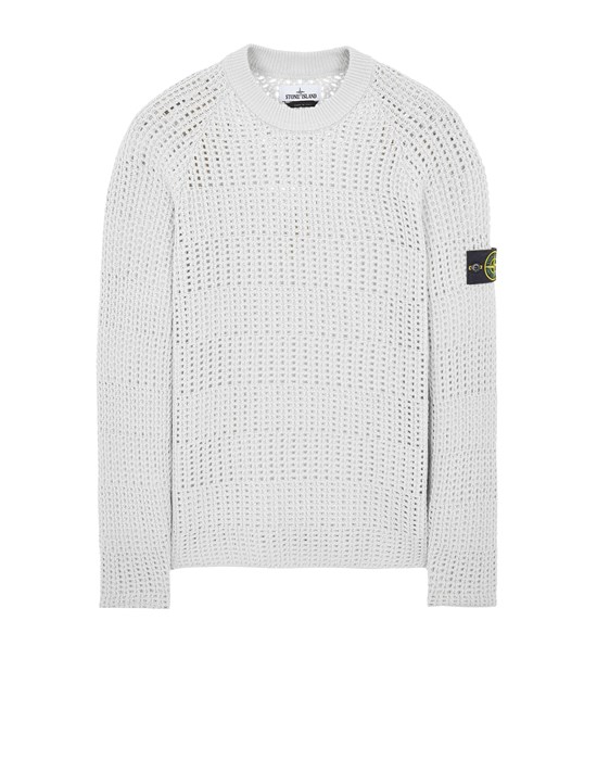  STONE ISLAND 528D3 STITCH IN MERCERIZED COTTON/LINEN Tricot Homme Givre
