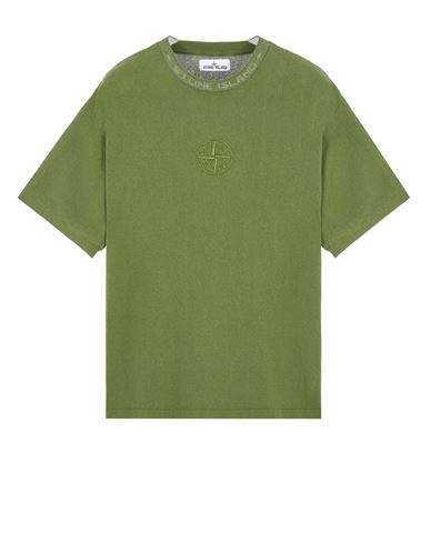 STONE ISLAND 556EA RAW COTTON WITH CONTRASTING INLAY Tricot Homme Vert olive EUR 172