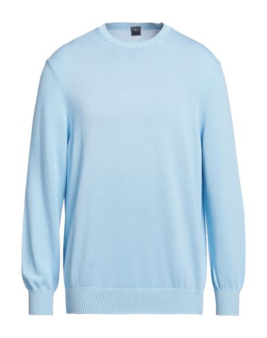 Fedeli Man Sweater Sky Blue Size 46 Cotton
