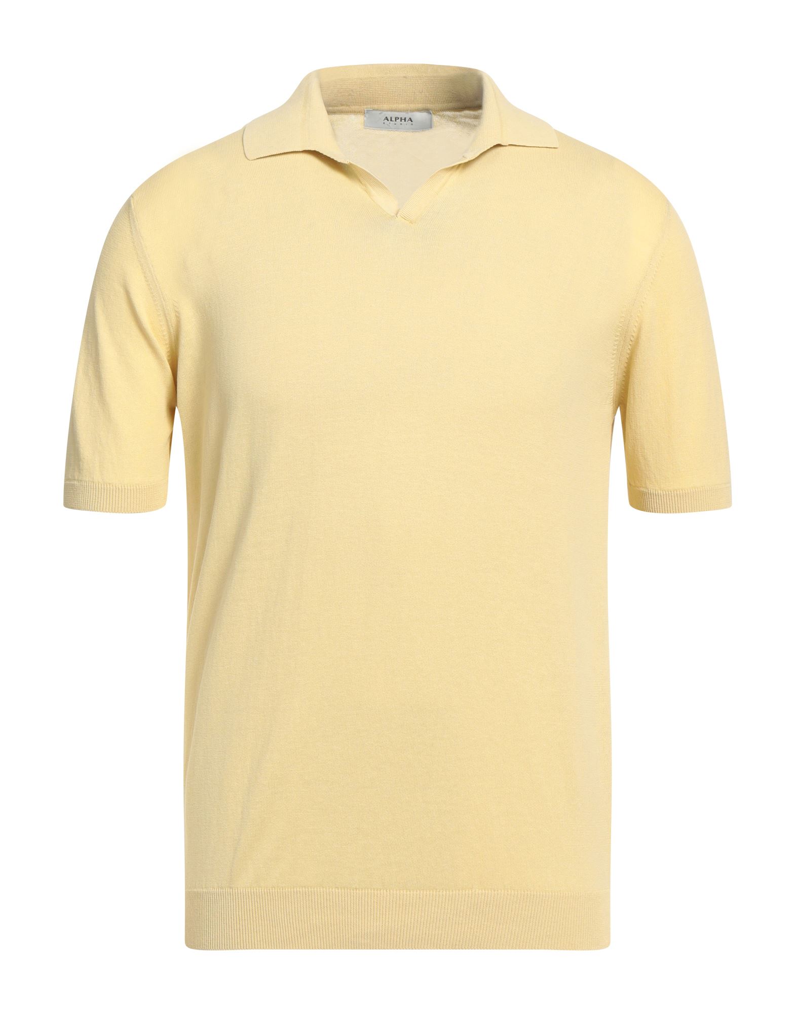Shop Alpha Studio Man Sweater Light Yellow Size 48 Cotton