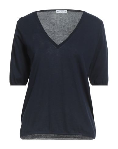 Ballantyne Woman Sweater Navy Size 8 Cotton In Blue