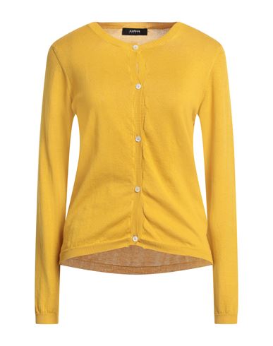 Alpha Studio Woman Cardigan Ocher Size M Cotton In Yellow