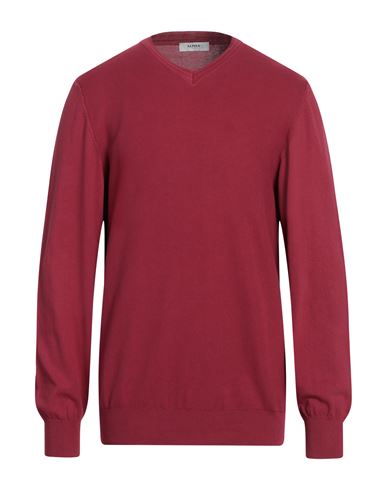 Shop Alpha Studio Man Sweater Garnet Size L Cotton In Red