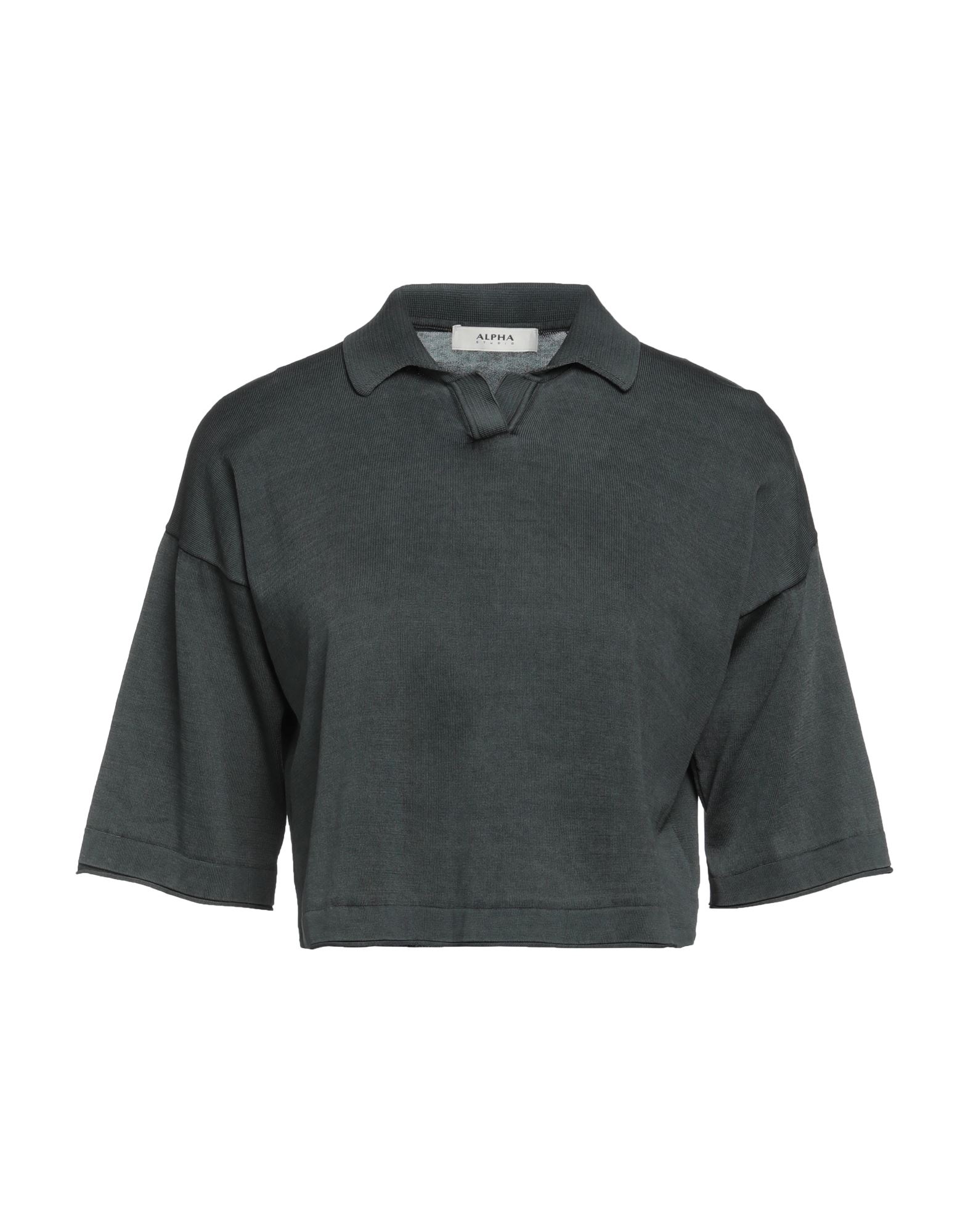 Alpha Studio Woman Sweater Steel Grey Size 10 Cotton In Grey