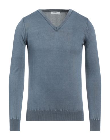Alpha Studio Man Sweater Slate Blue Size 36 Cotton