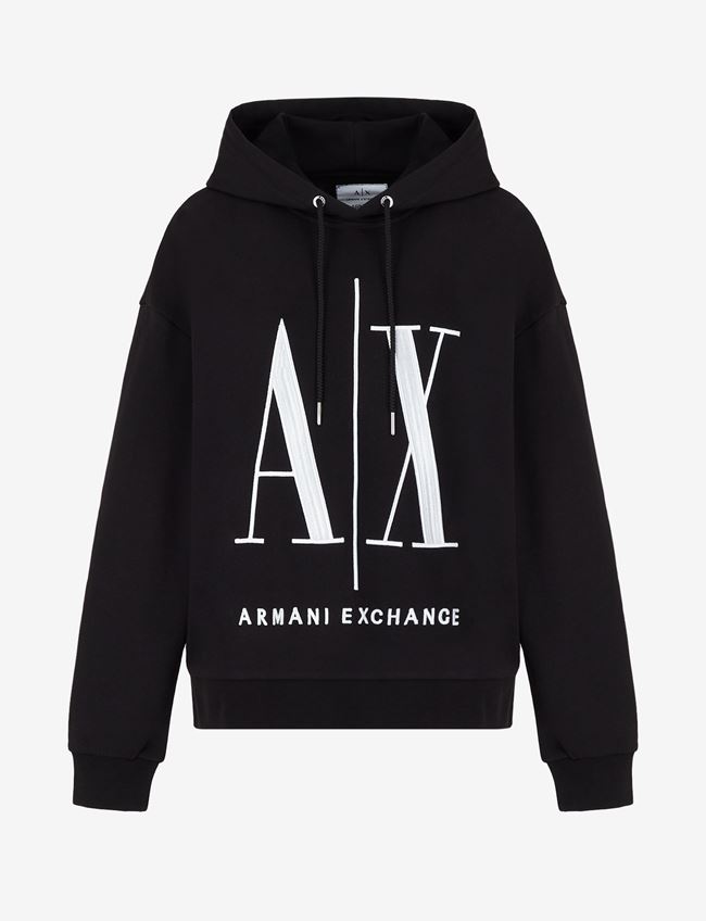 Armani Exchange Felpa Con Cappuccio Nero Cotone
