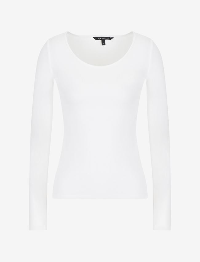Armani Exchange Pullover Bianco Cotone, Modal, Elastan