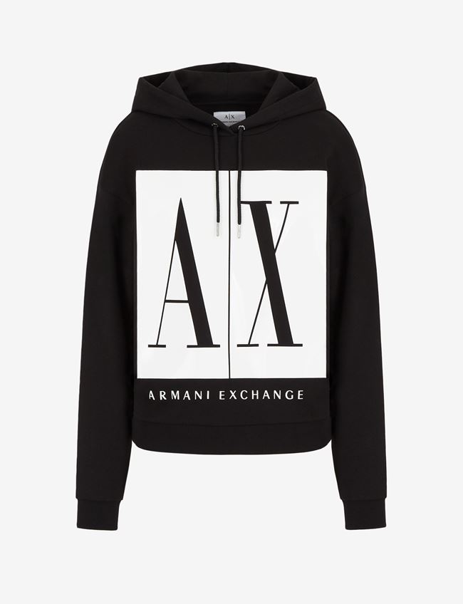 Armani Exchange Felpa Con Cappuccio Nero 1 Cotone