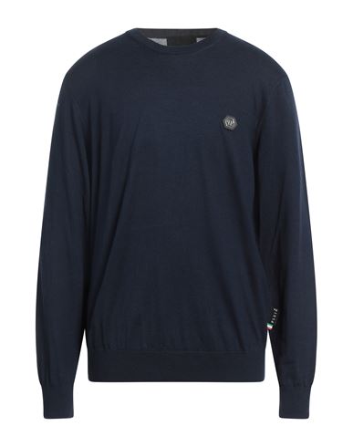 Philipp Plein Man Sweater Midnight Blue Size Xl Cotton