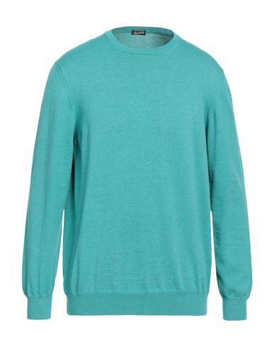 Drumohr Man Sweater Turquoise Size 42 Cotton In Blue