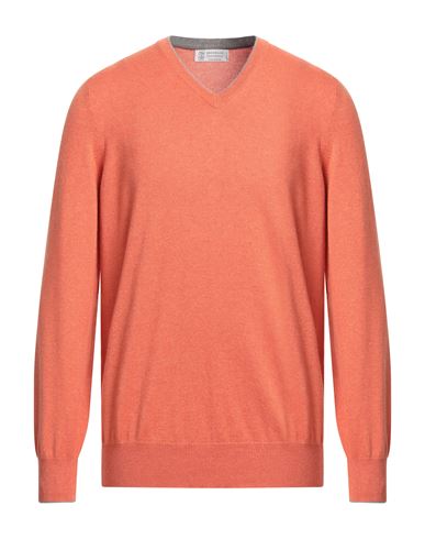 Brunello Cucinelli Man Sweater Orange Size 44 Cashmere