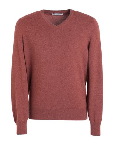 Brunello Cucinelli Man Sweater Rust Size 38 Cashmere In Red
