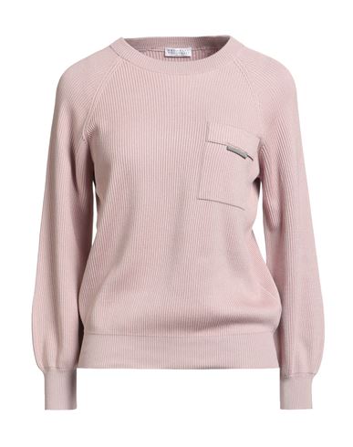 Brunello Cucinelli Woman Sweater Pink Size L Cotton, Brass, Ecobrass